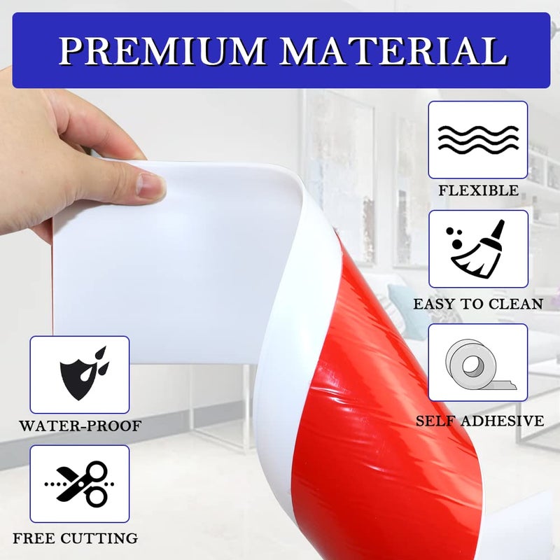 LSGCQ Flexible Baseboard Molding Trim 4 Inch x 20 Feet Self-Adhesive Vinyl Wall Base Peel and Stick Cove Base Rubber Wall Base Moulding Trim (White) - Image 3
